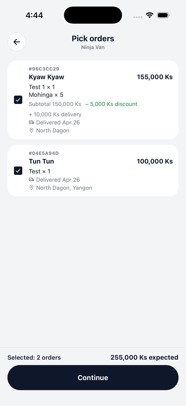 Pick orders to settle